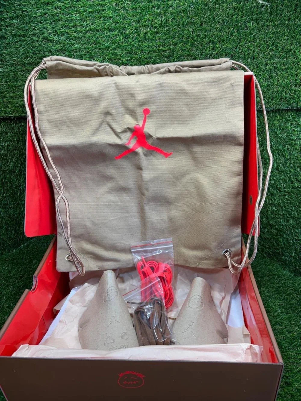 Empty Box Only Nike Air Jordan 6 Travis Scott British Khaki Size 8 Dust Bag Lace